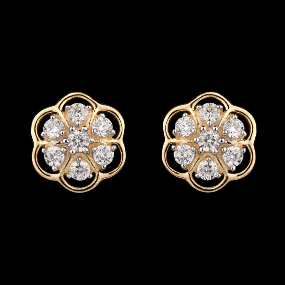 18K Yellow Gold Diamond Earrings - 0.42ct VVS-VS-IJ