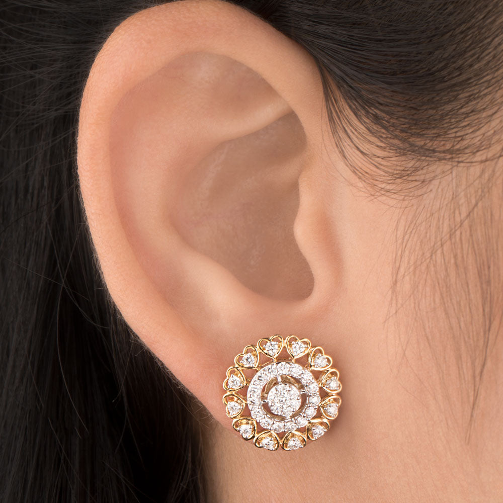 14K Two Tone Gold Diamond Earrings - 0.82ct SI-GH