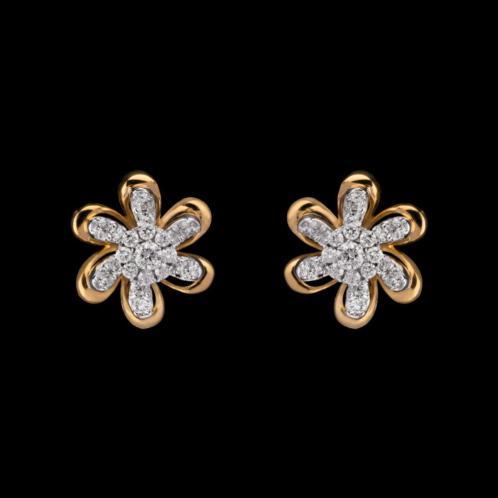18K Two Tone Gold Diamond Earrings - 0.86ct VVS-VS-GH