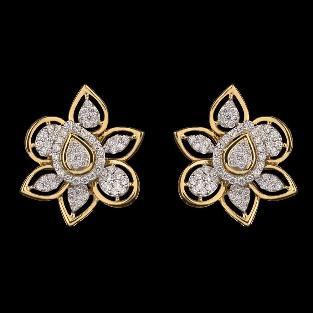 14K Yellow Gold Diamond Earrings - 1.04ct VS-GH