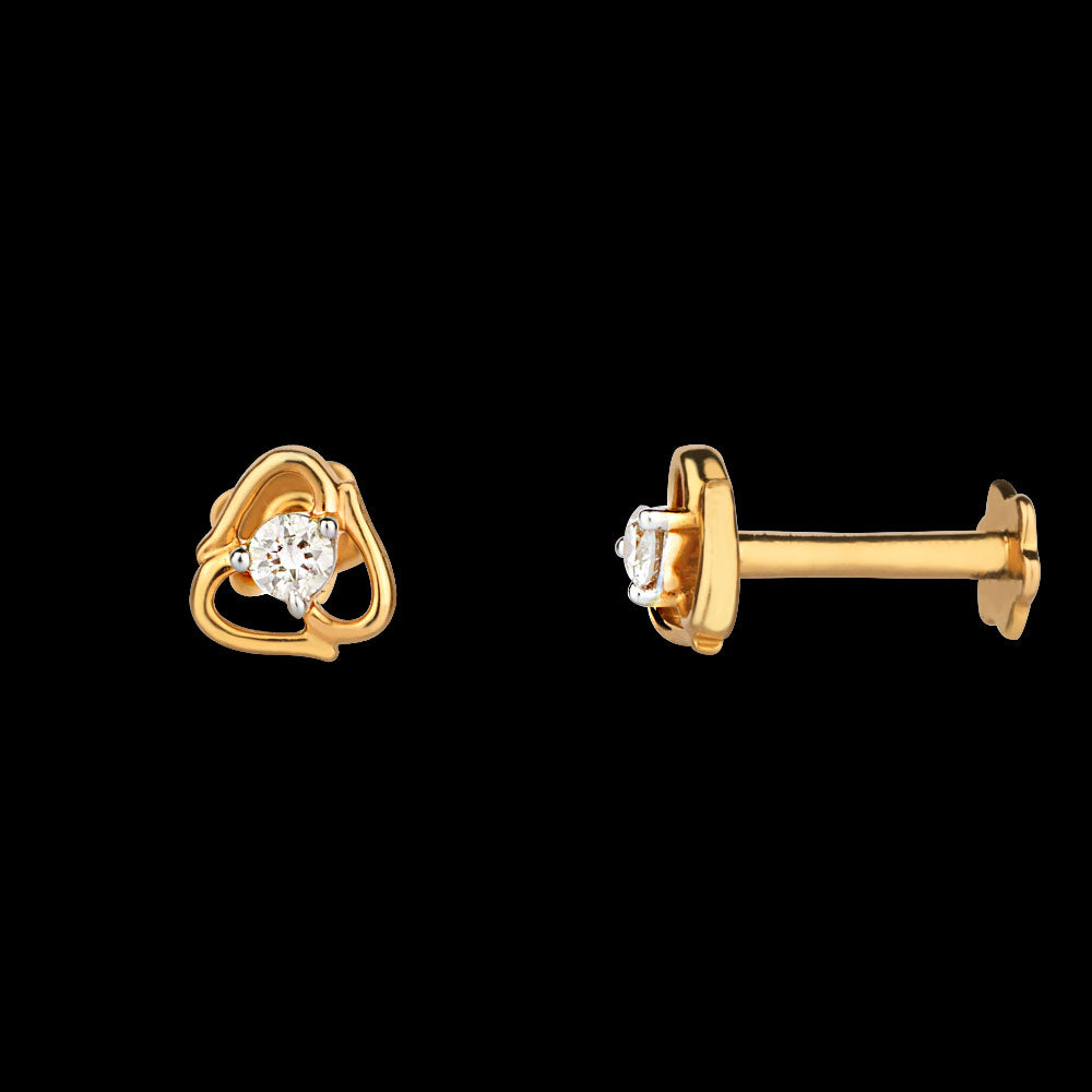 18K Yellow Gold Diamond Nosepin - 0.039ct VVS-EF