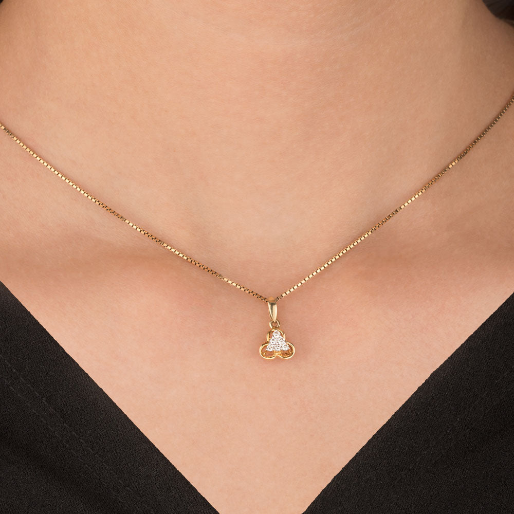 14K Yellow Gold Diamond Pendant - 0.1ct SI-IJ