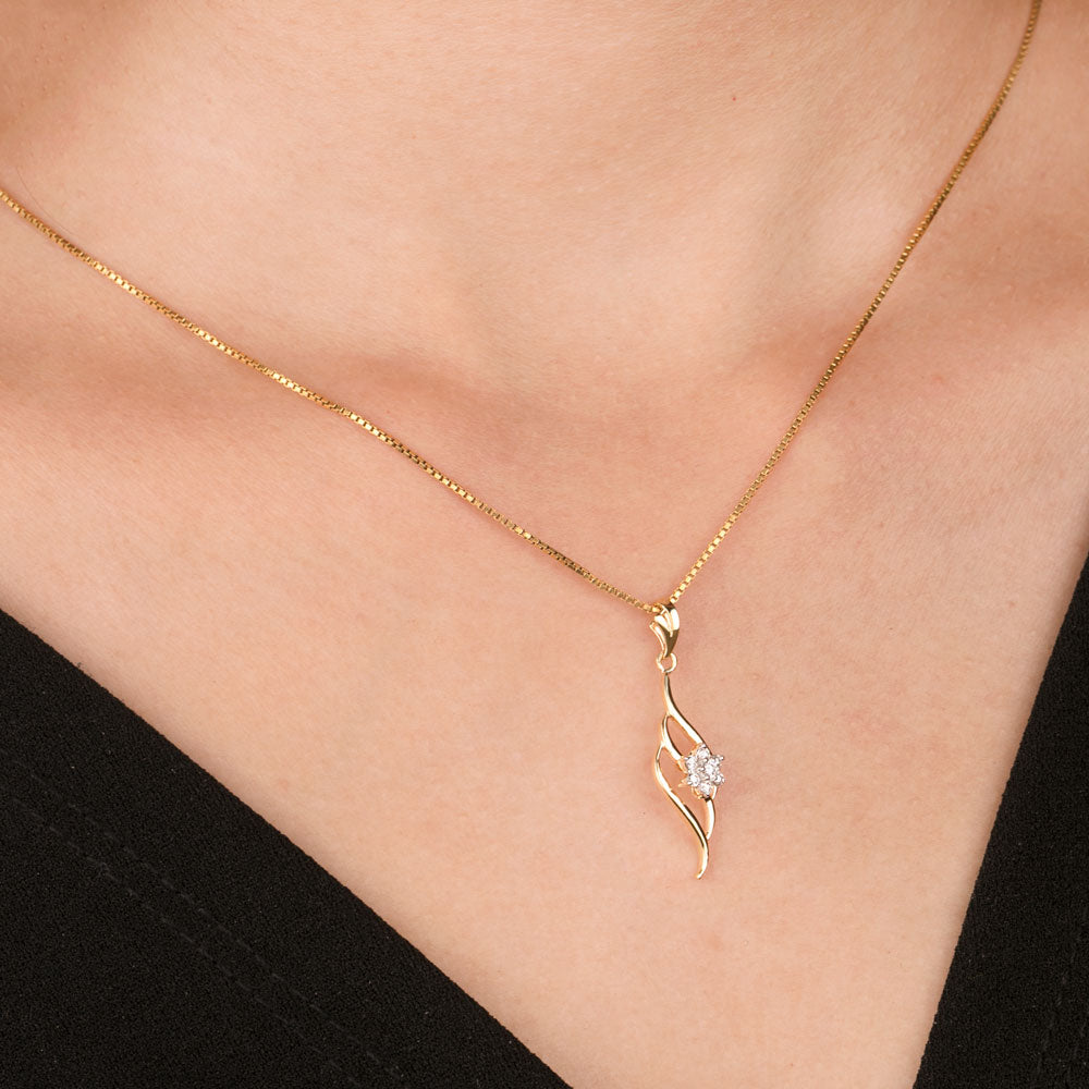 14K Yellow Gold Diamond Pendant - 0.14ct SI-IJ