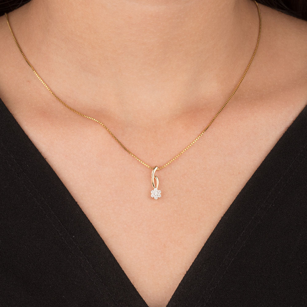 18K Yellow Gold Diamond Pendant - 0.15ct VVS-VS-GH