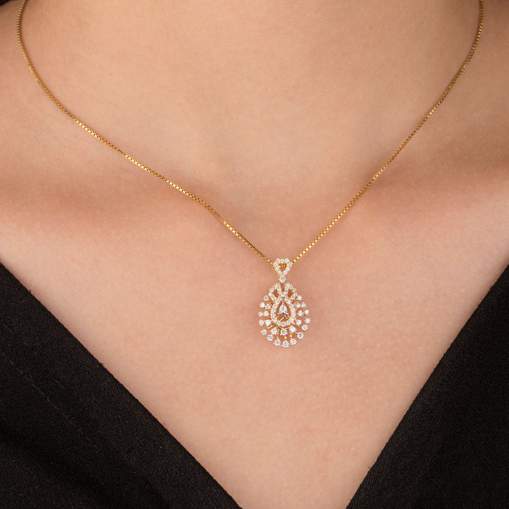 14K Yellow Gold Diamond Pendant - 0.449ct VVS-VS-HI