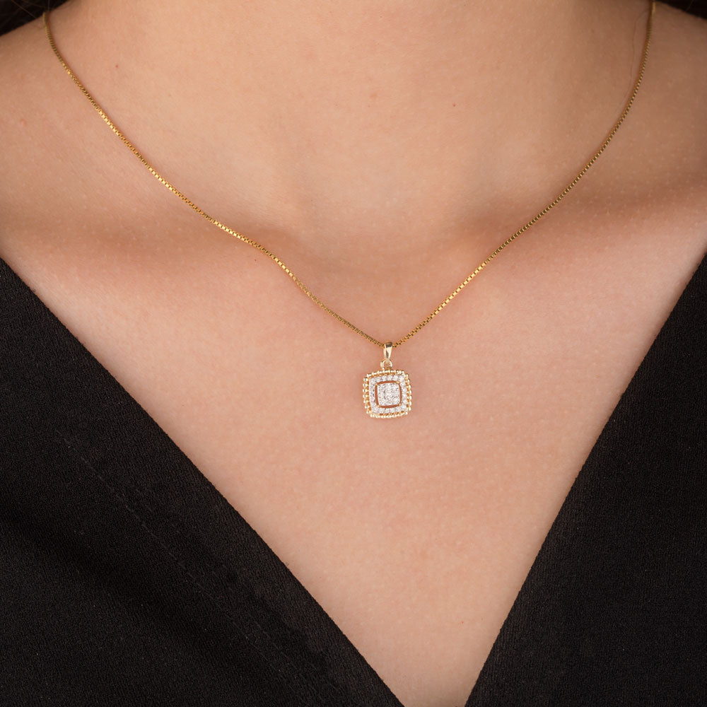 14K Yellow Gold Diamond Pendant - 0.141ct VVS-VS-GH