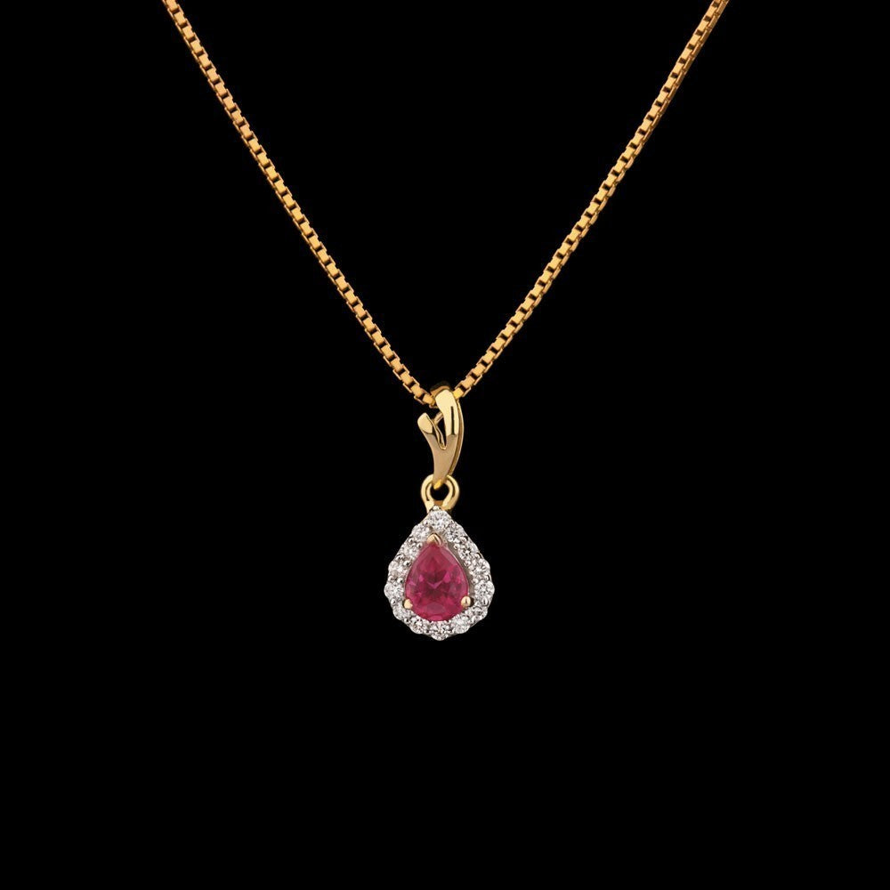 14K Yellow Gold Diamond Pendant - 0.12ct SI-GH with Colour Stones