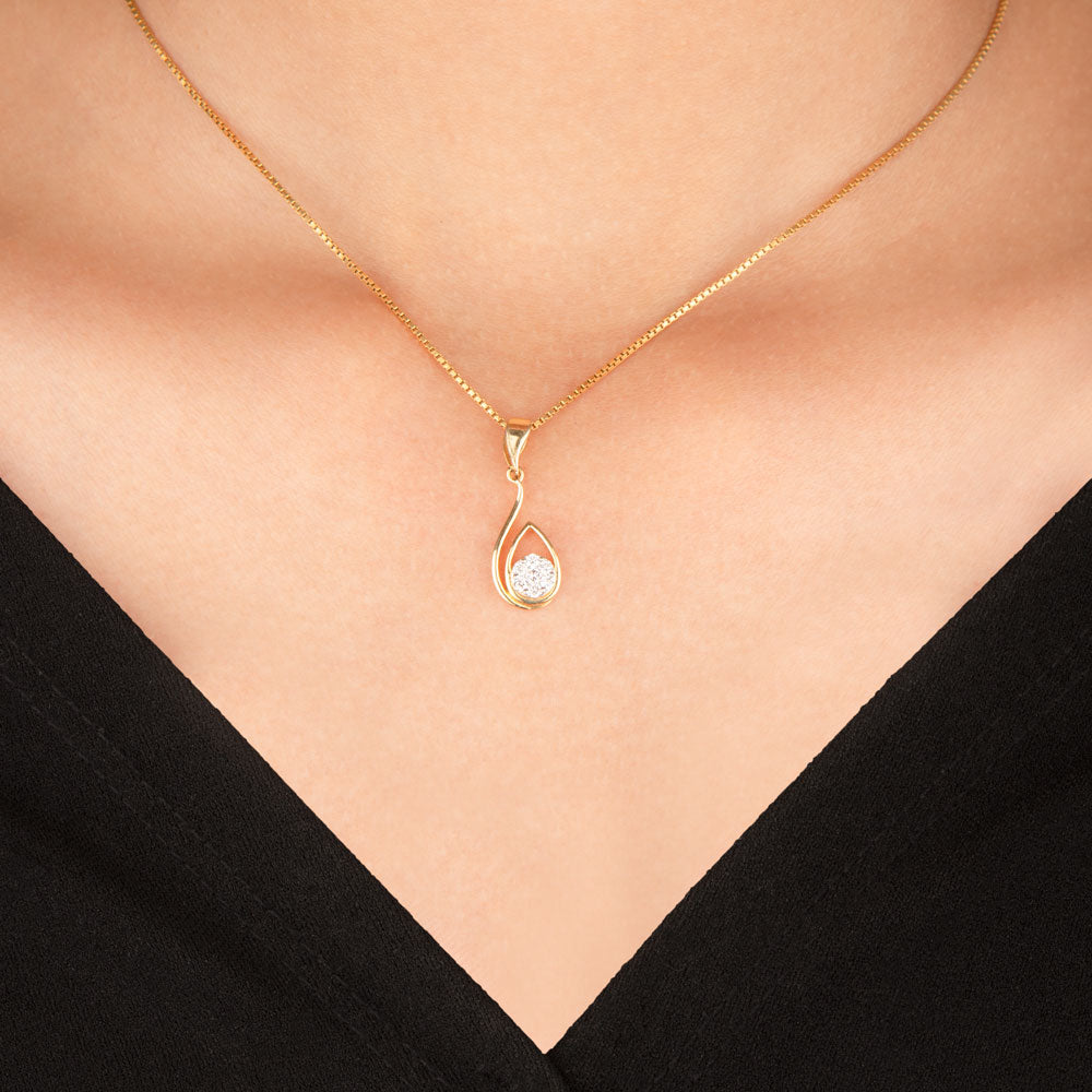14K Yellow Gold Diamond Pendant - 0.15ct SI-GH