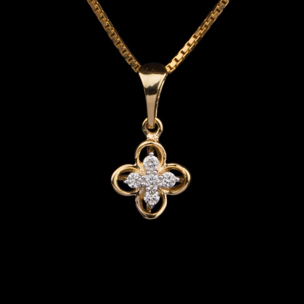 14K Yellow Gold Diamond Pendant - 0.09ct SI-IJ