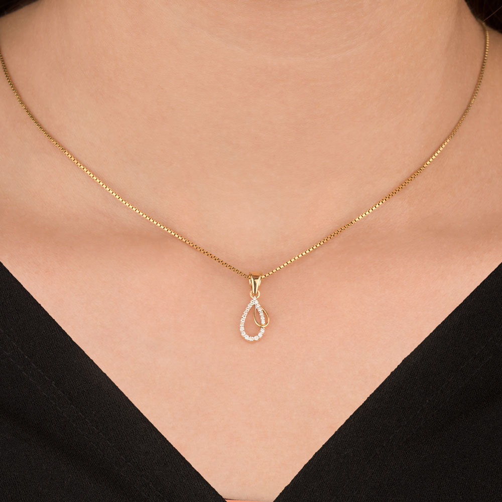 14K Yellow Gold Diamond Pendant - 0.09ct SI-IJ