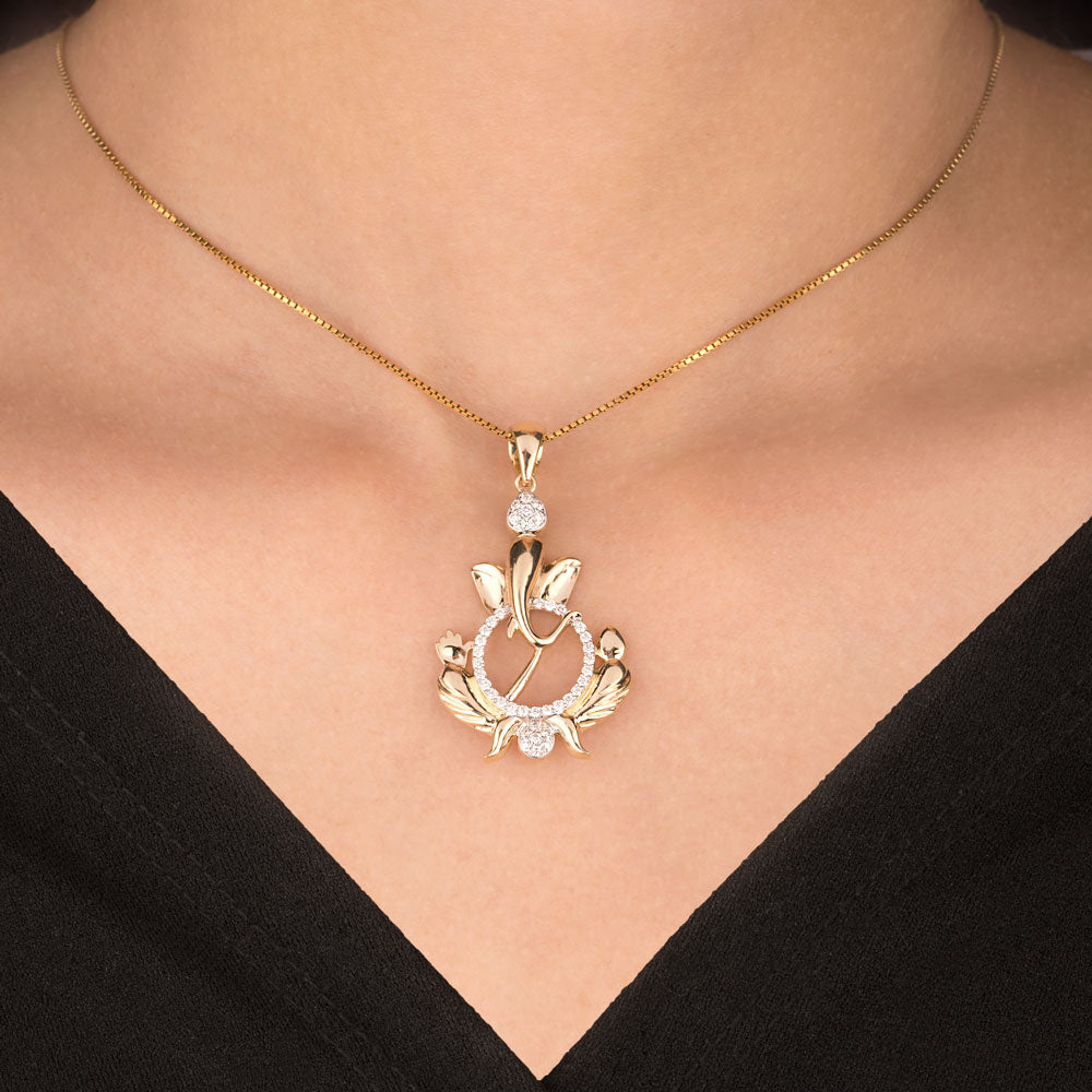 14K Yellow Gold Diamond Pendant - 0.44ct VS-SI-GH