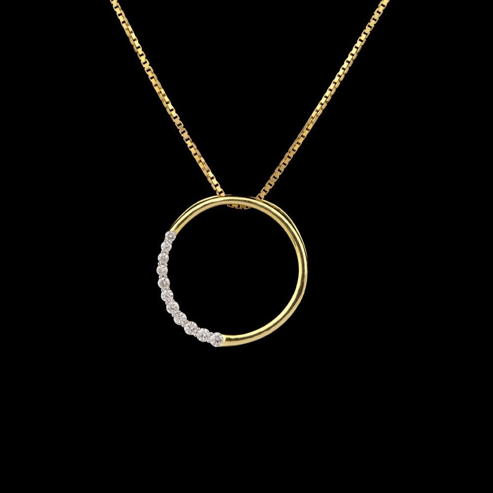 14K Yellow Gold Diamond Pendant - 0.19ct VVS-VS-GH