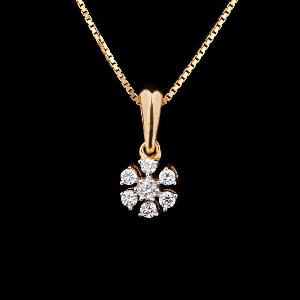 18K Yellow Gold Diamond Pendant - 0.17ct VS-FG