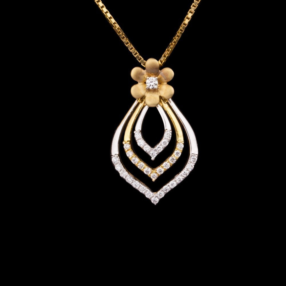 18K Yellow Gold Diamond Pendant - 0.19ct VS-GH