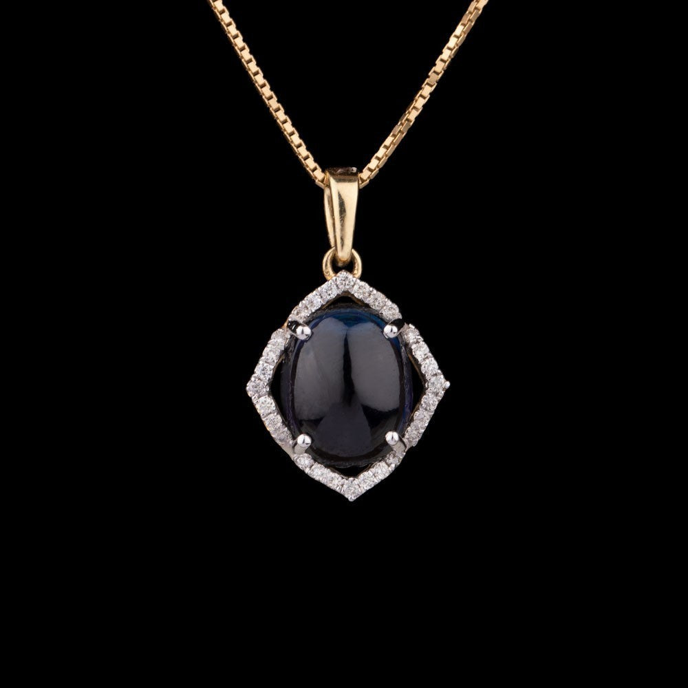 14K Yellow Gold Diamond Pendant - 0.11ct SI-IJ with Colour Stones