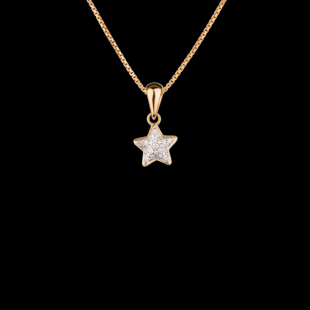 18K Yellow Gold Diamond Pendant - 0.08ct SI-IJ