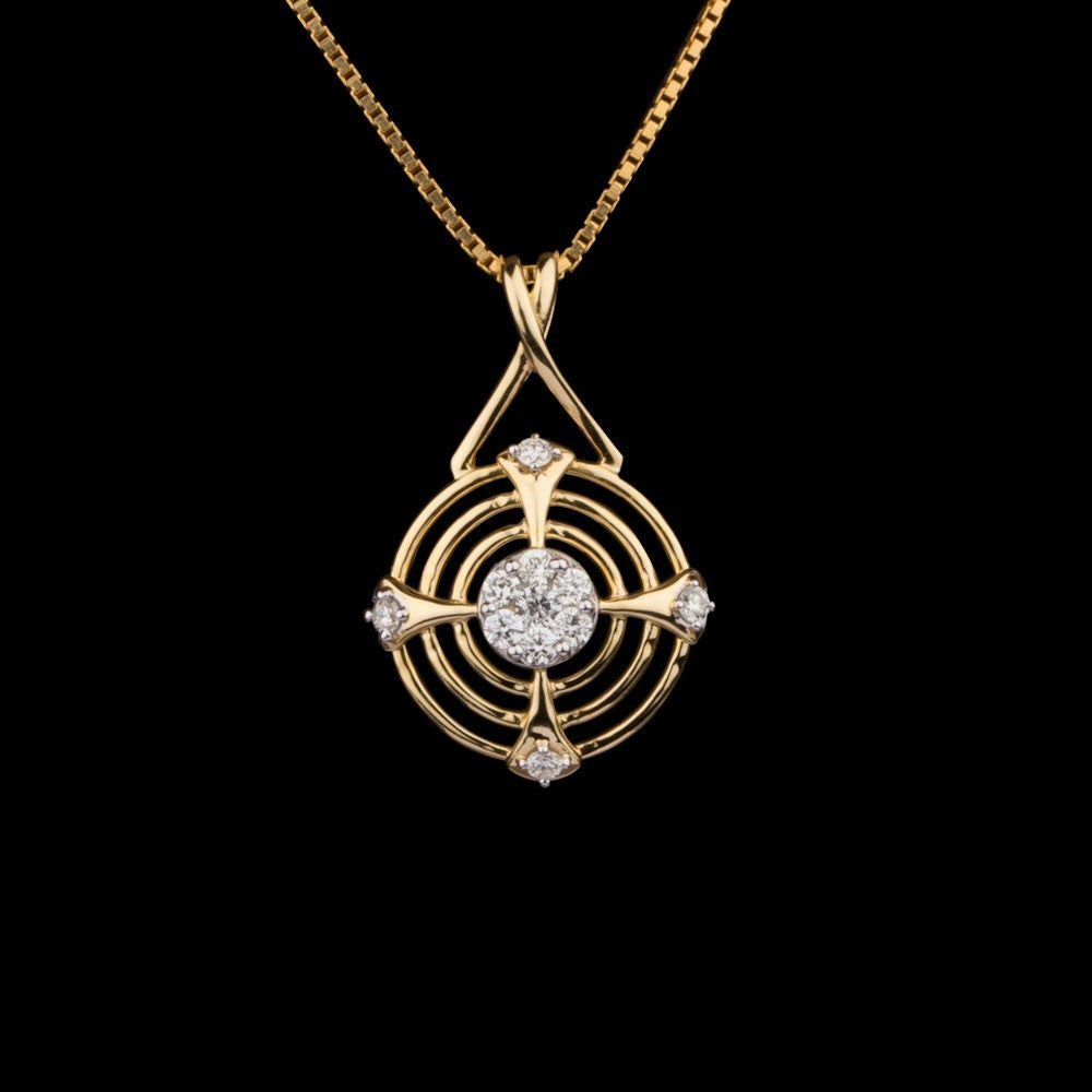 14K Yellow Gold Diamond Pendant - 0.22ct SI-IJ