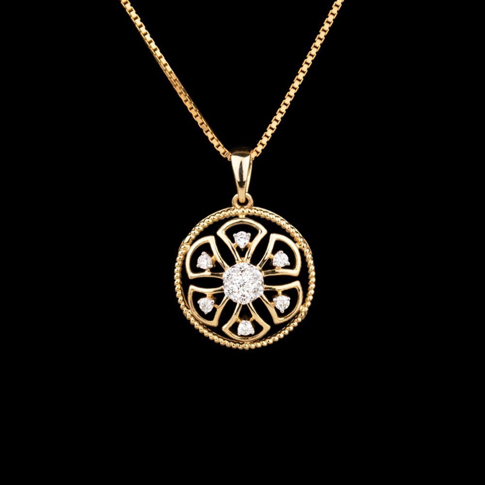 14K Yellow Gold Diamond Pendant - 0.22ct SI-IJ