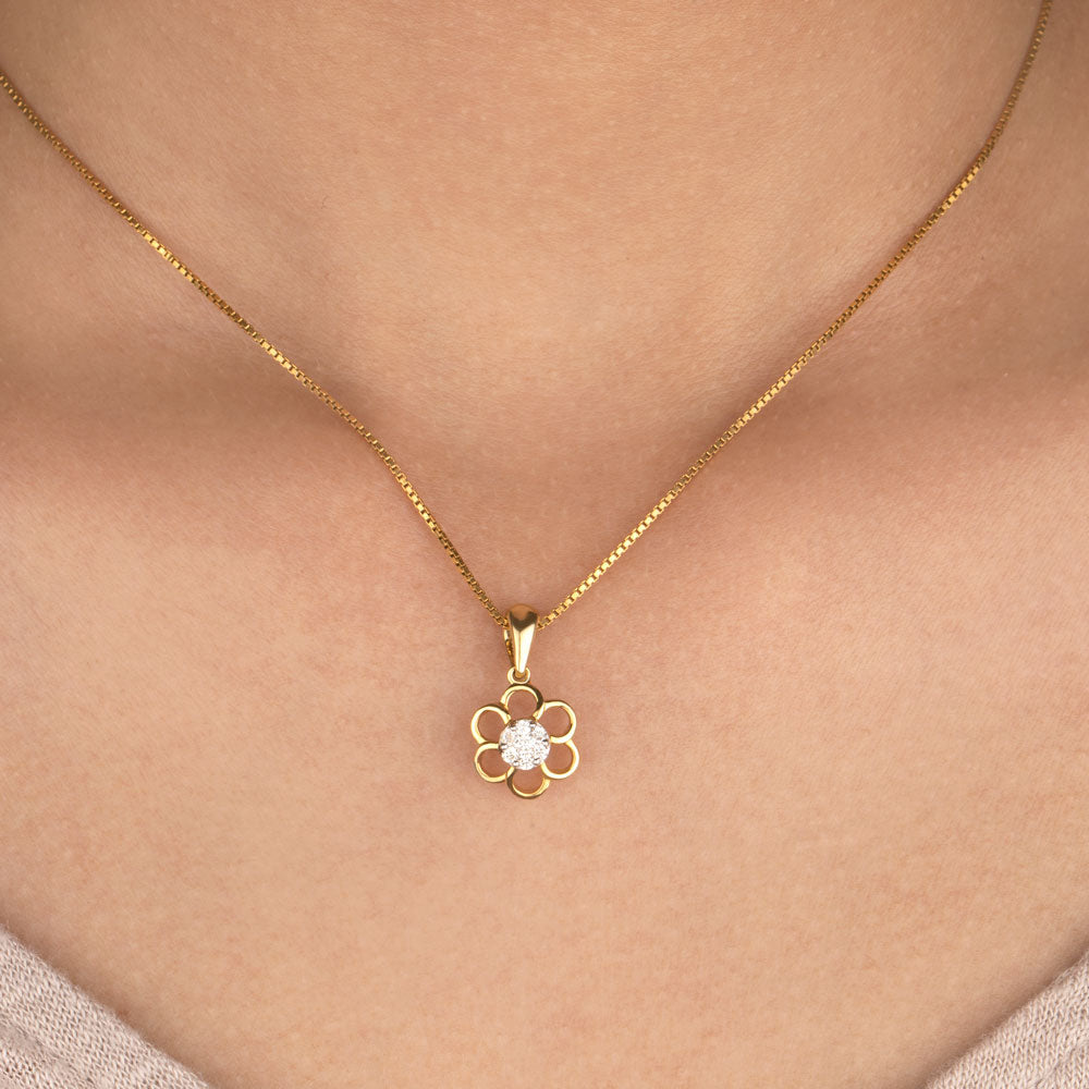 14K Yellow Gold Diamond Pendant - 0.14ct SI-IJ
