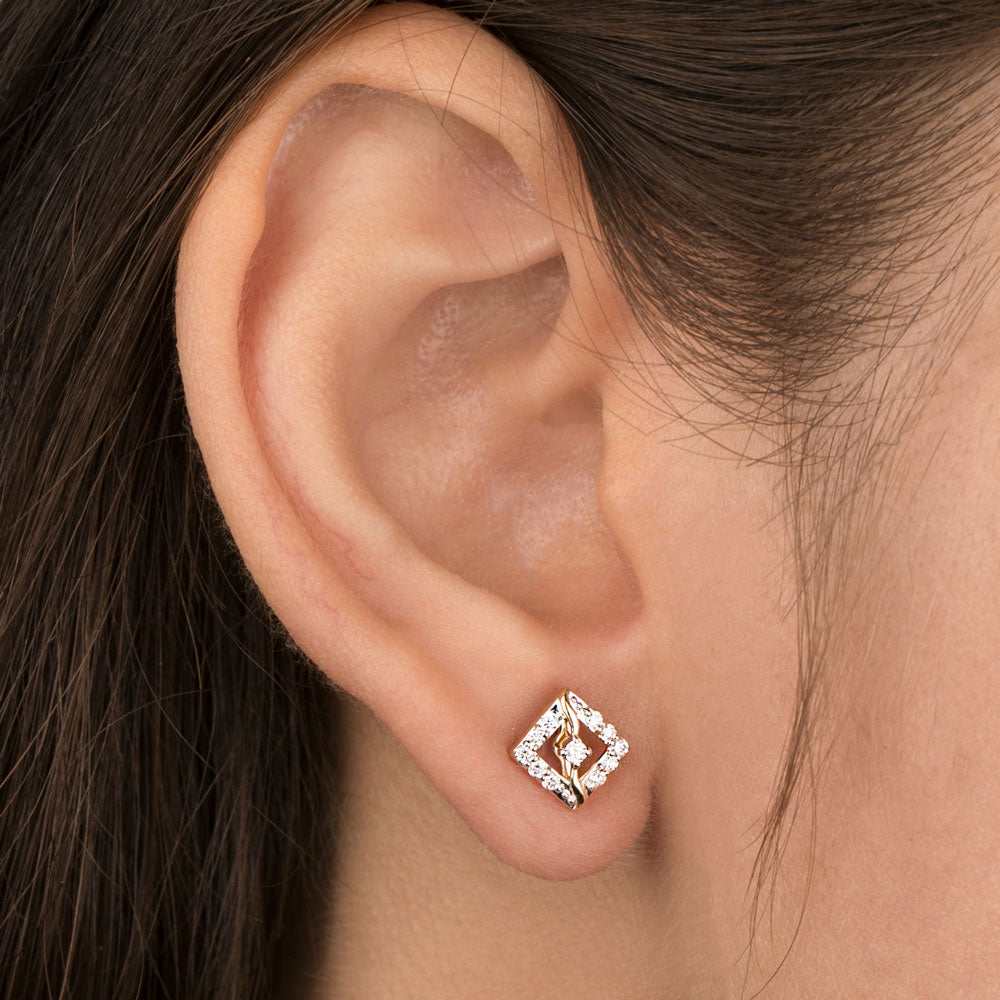 18K Rose Gold Diamond Earrings - 0.19ct VS-SI-GH