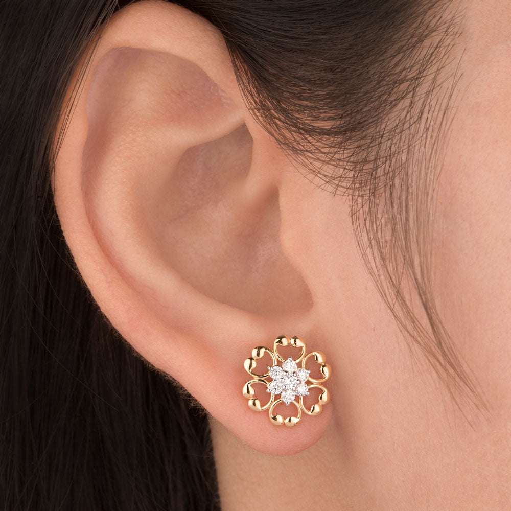 18K Yellow Gold Diamond Earrings - 0.34ct VS-GH