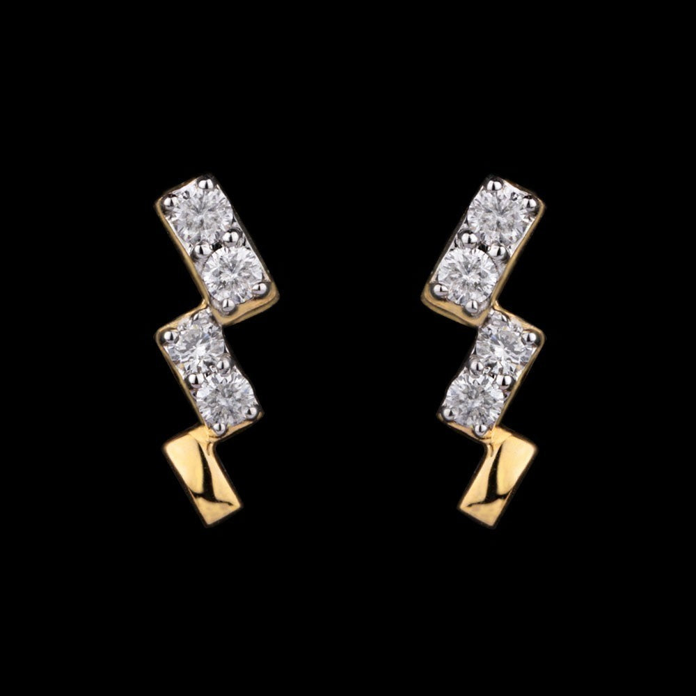 18K Yellow Gold Diamond Earrings - 0.21ct VS-SI-GH