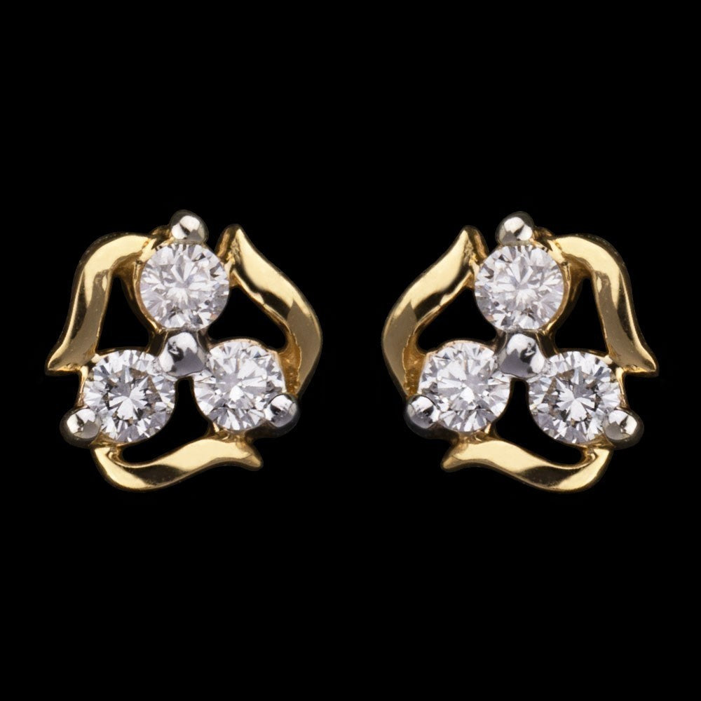 18K Yellow Gold Diamond Earrings - 0.15ct VS-SI-GH