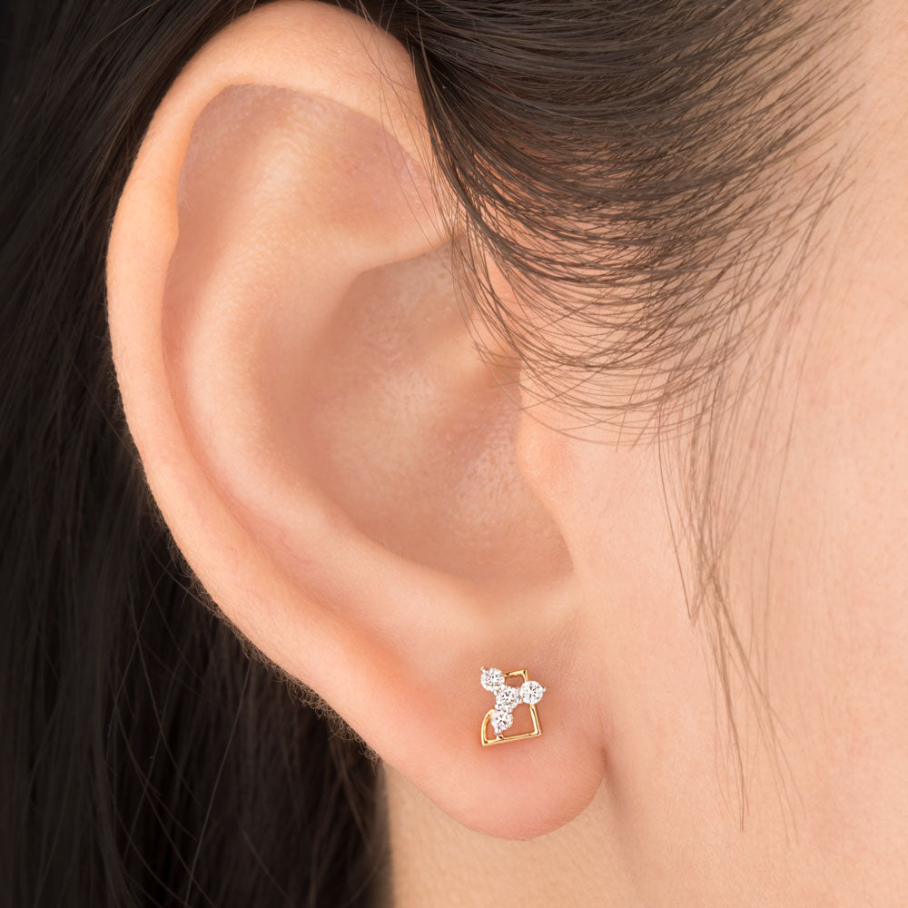 18K Yellow Gold Diamond Earrings - 0.142ct VVS-VS-GH