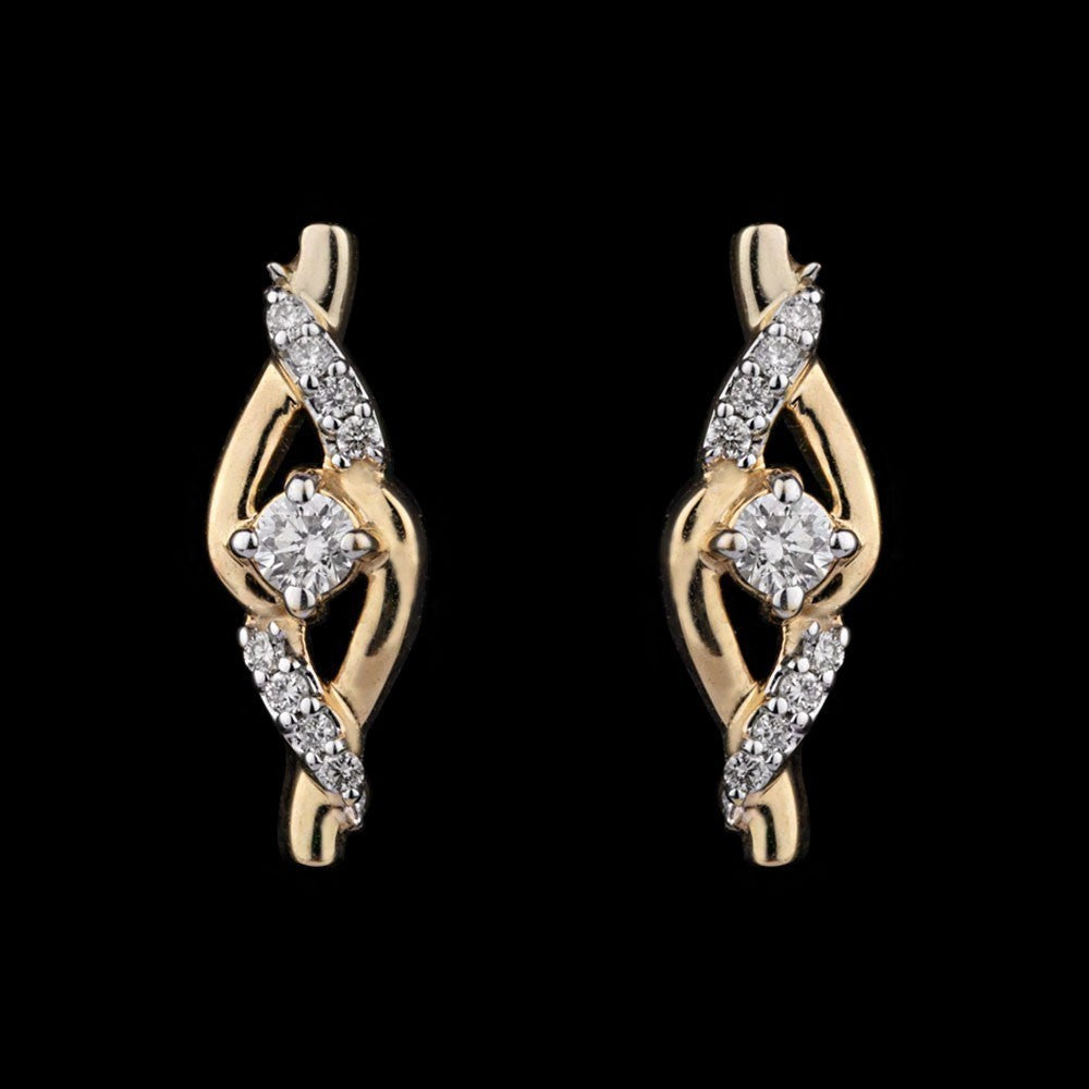 14K Yellow Gold Diamond Earrings - 0.19ct SI-IJ