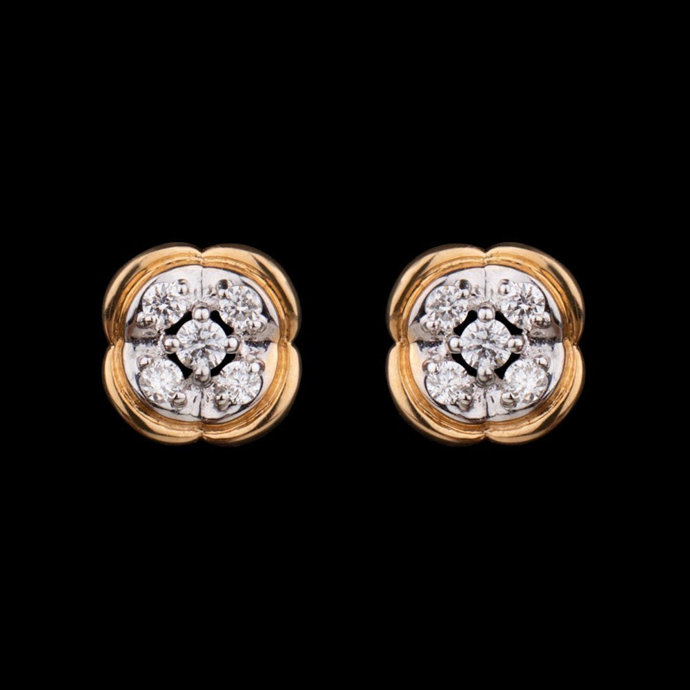 18K Yellow Gold Diamond Earrings - 0.17ct VS-GH
