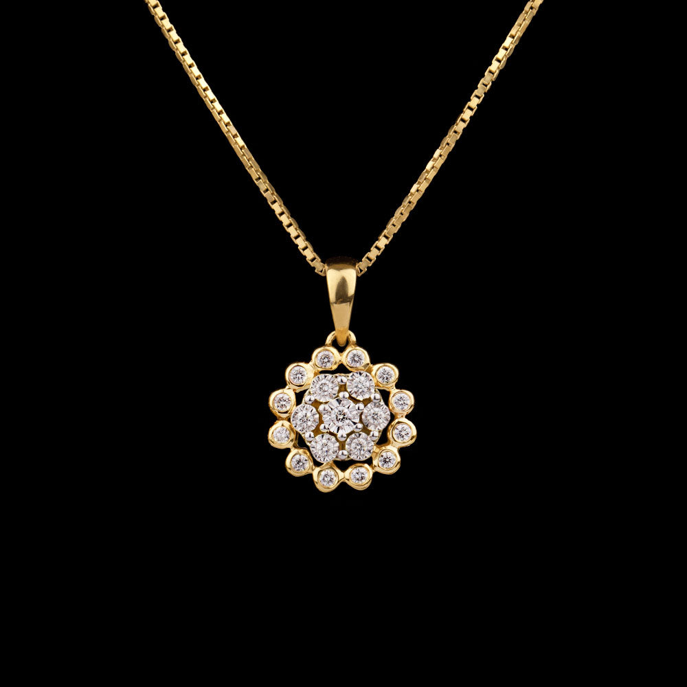 14K Yellow Gold Diamond Pendant - 0.17ct SI-IJ