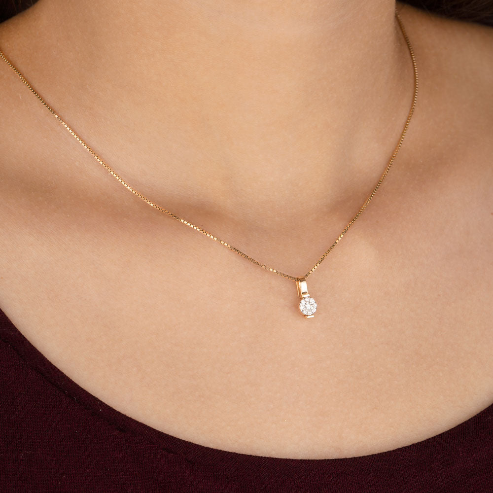 18K Yellow Gold Diamond Pendant - 0.12ct VVS-VS-HI