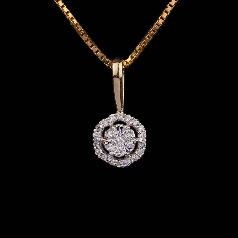 14K Yellow Gold Diamond Pendant - 0.1ct SI-IJ