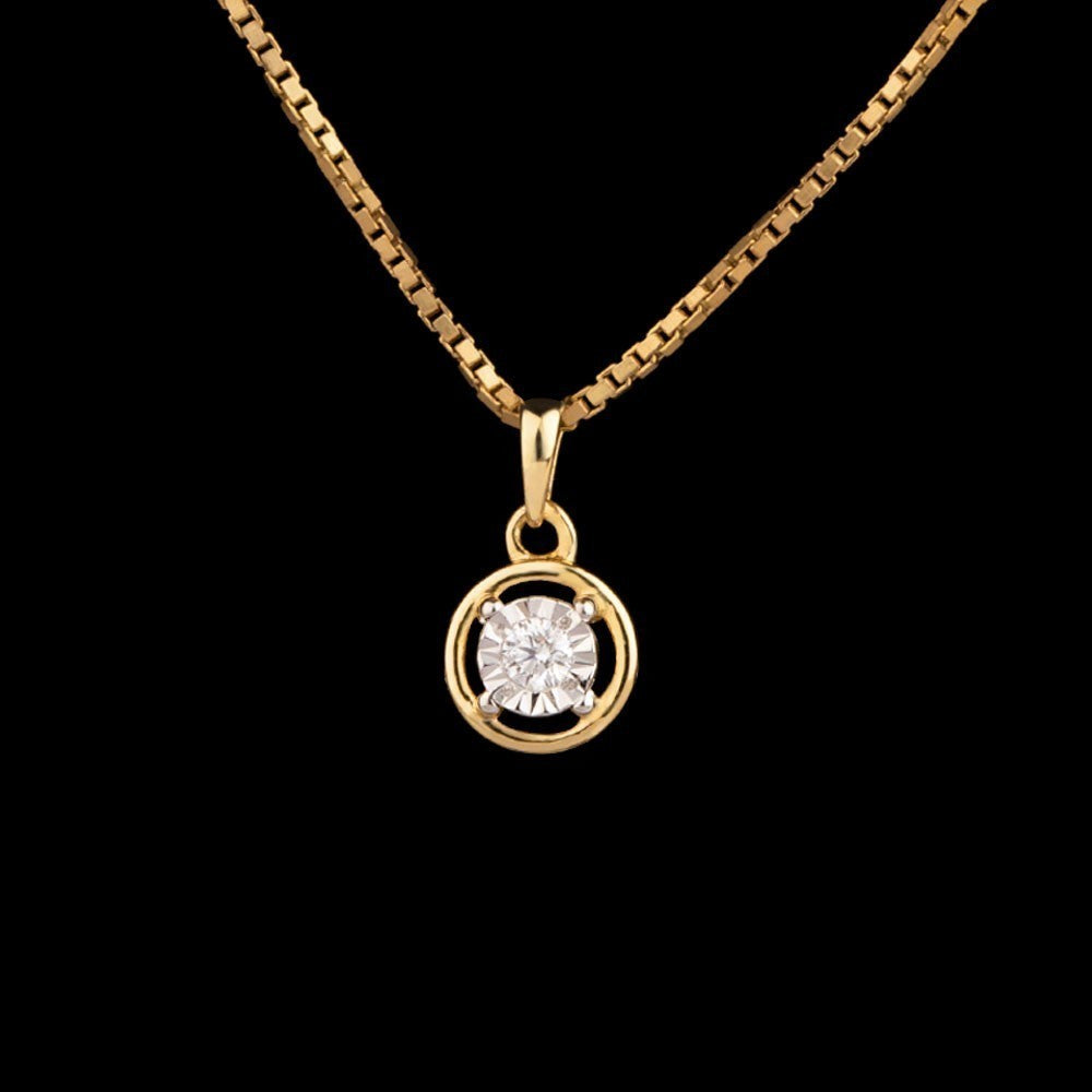 14K Yellow Gold Diamond Pendant - 0.04ct VS-GH