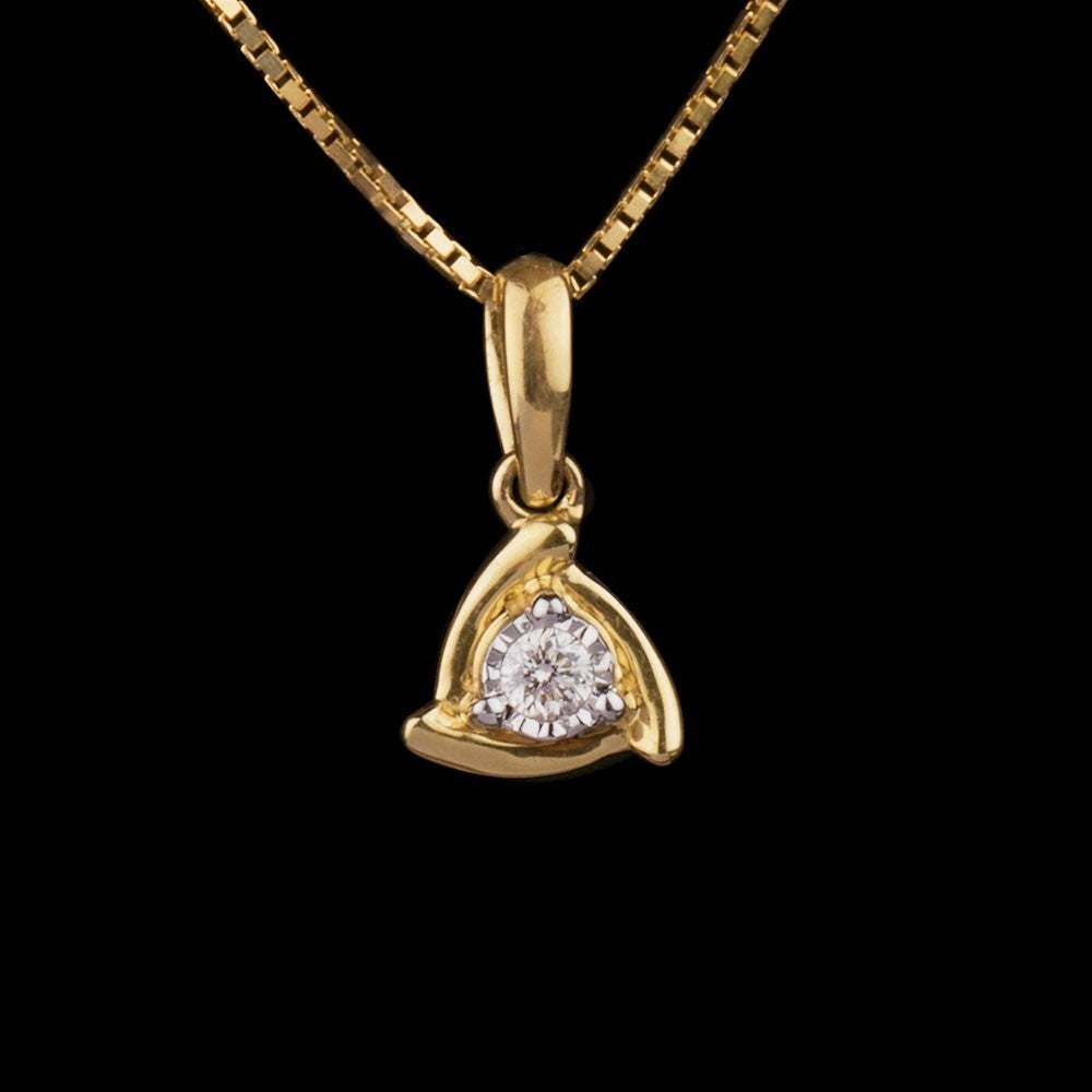 14K Yellow Gold Diamond Pendant - 0.04ct SI-IJ