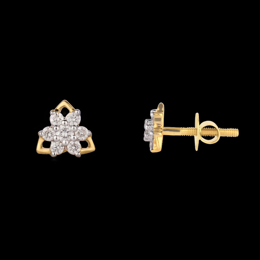 18K Yellow Gold Diamond Earrings - 0.18ct SI-HI