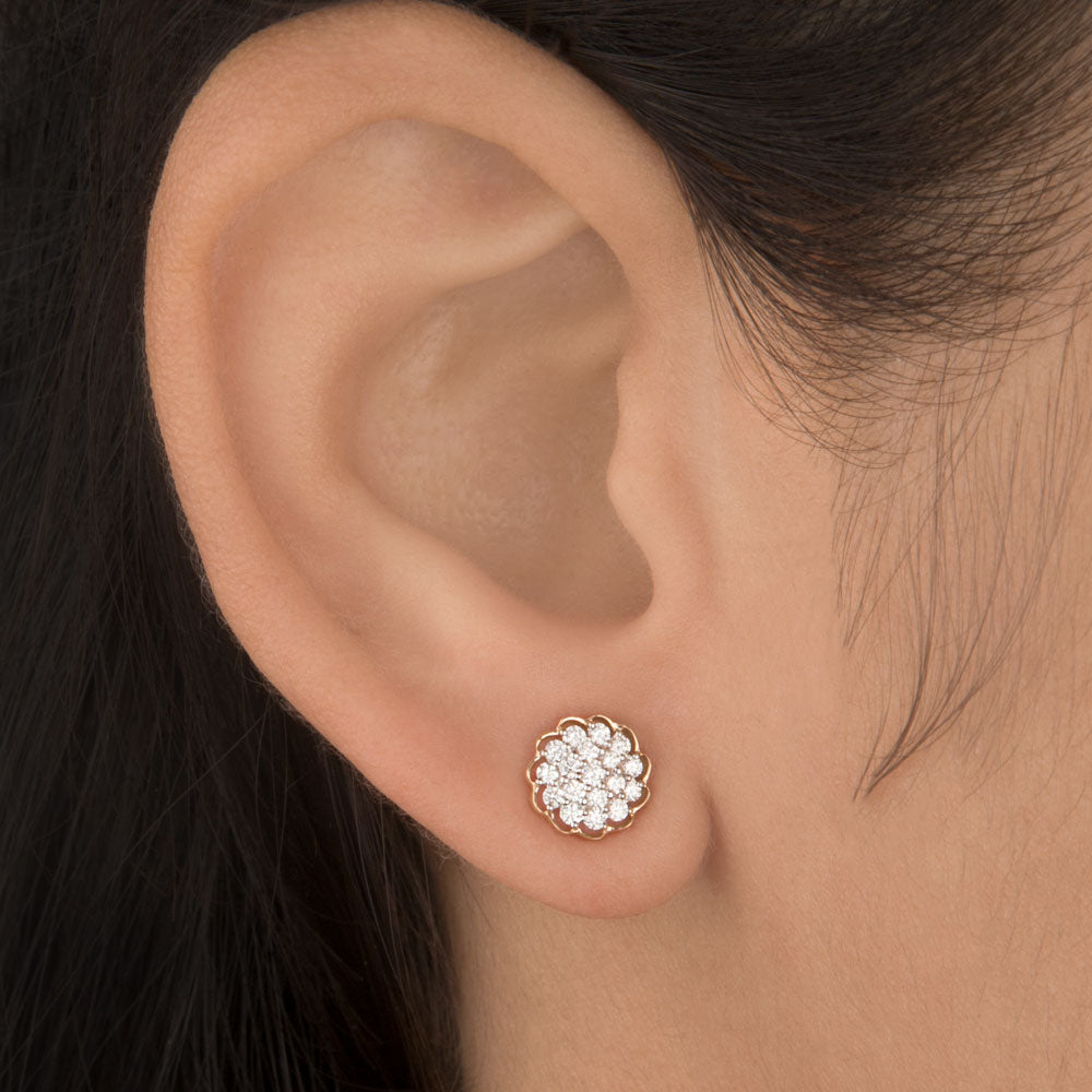 18K Yellow Gold Diamond Earrings - 0.63ct SI-HI