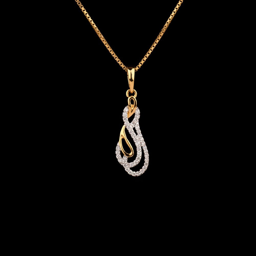 18K Yellow Gold Diamond Pendant - 0.207ct VVS-EF