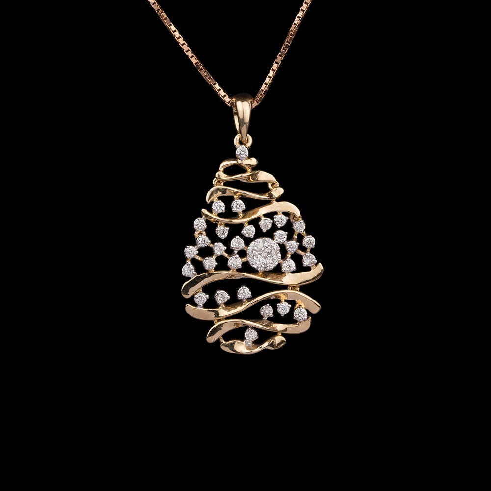 14K Yellow Gold Diamond Pendant - 0.42ct SI-IJ
