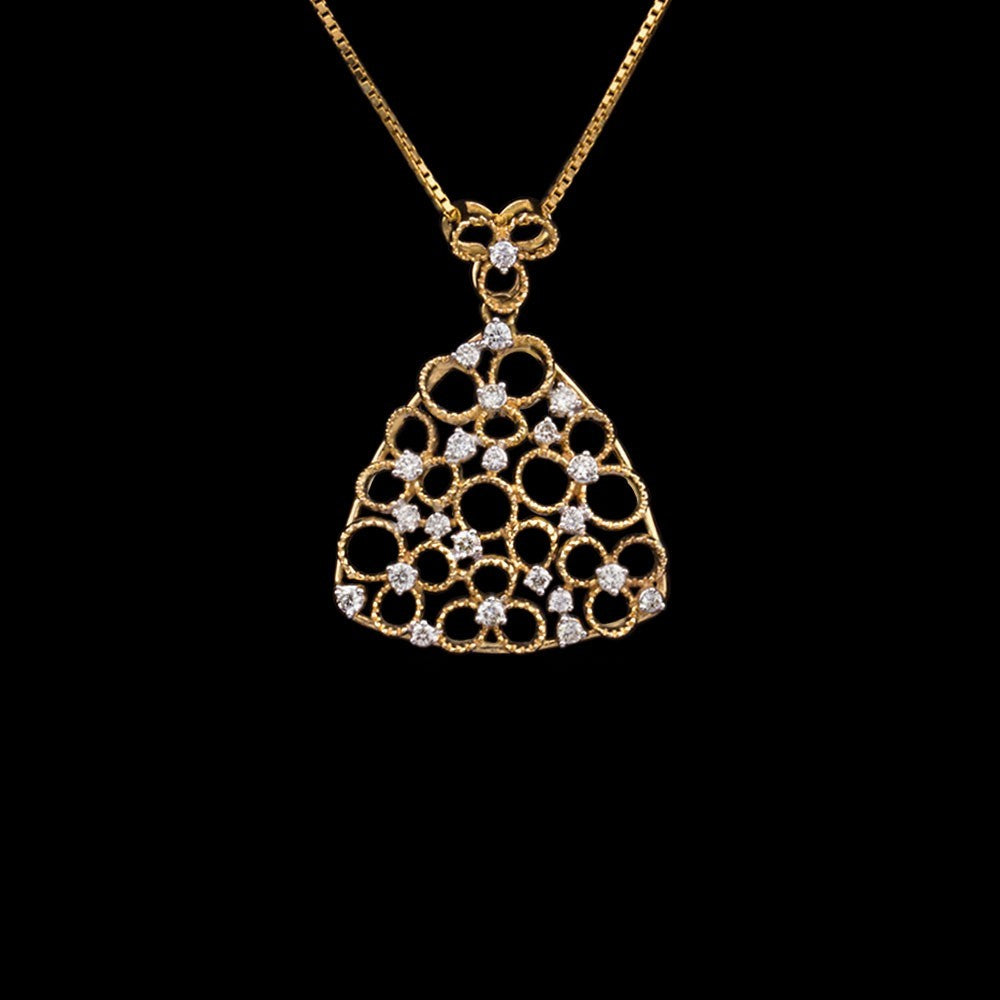 14K Yellow Gold Diamond Pendant - 0.42ct SI-IJ