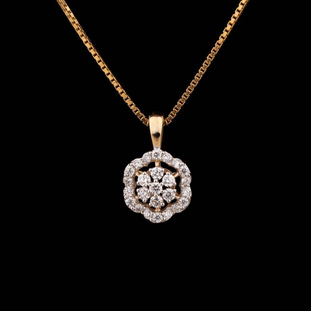 18K Yellow Gold Diamond Pendant - 0.32ct VS-FG