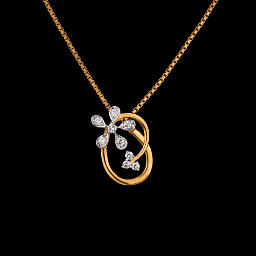 18K Yellow Gold Diamond Pendant - 0.13ct VS-FG