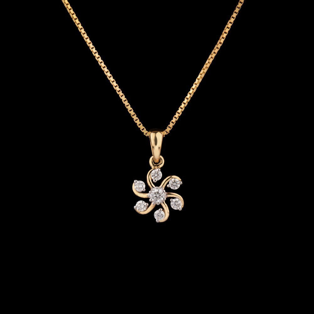 18K Yellow Gold Diamond Pendant - 0.28ct VS-FG