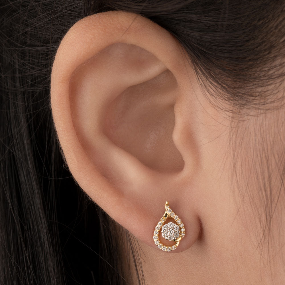 14K Yellow Gold Diamond Earrings - 0.27ct SI-IJ