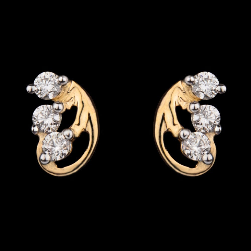 14K Yellow Gold Diamond Earrings - 0.11ct SI-GH