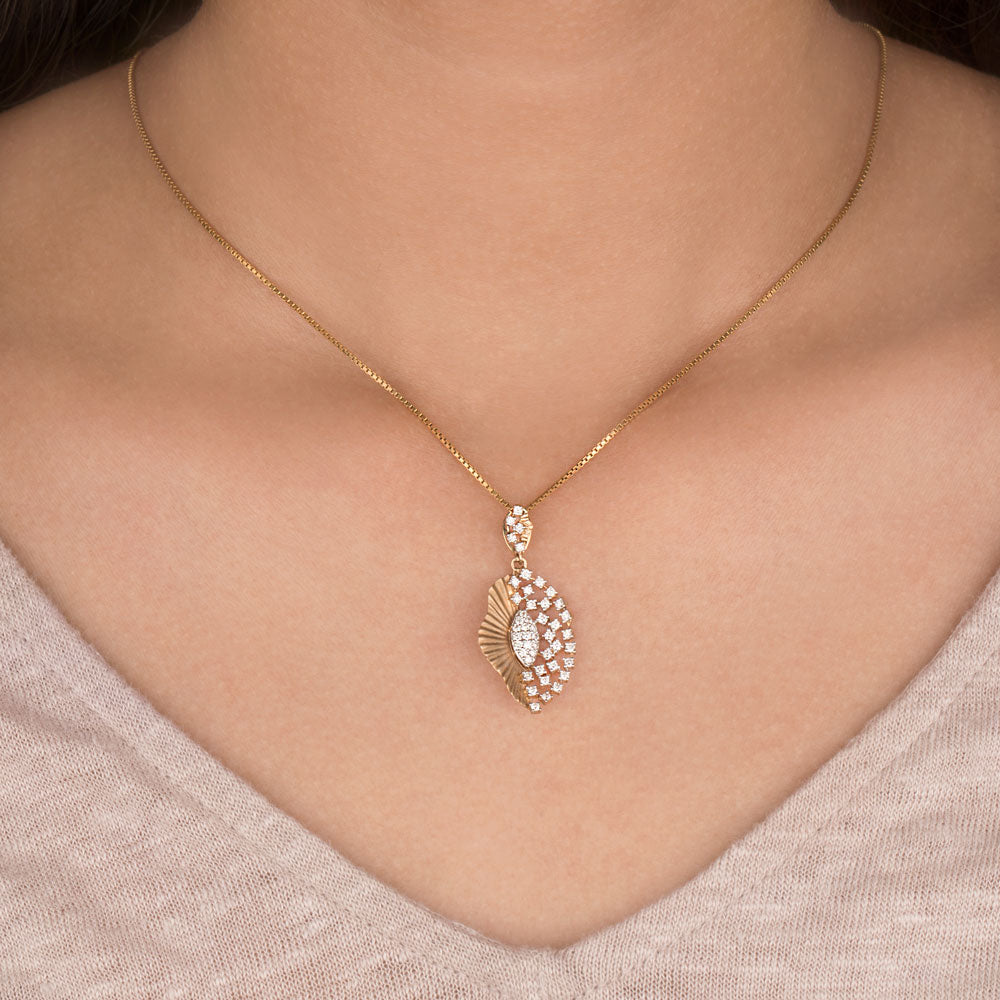 14K Yellow Gold Diamond Pendant - 0.41ct SI-IJ