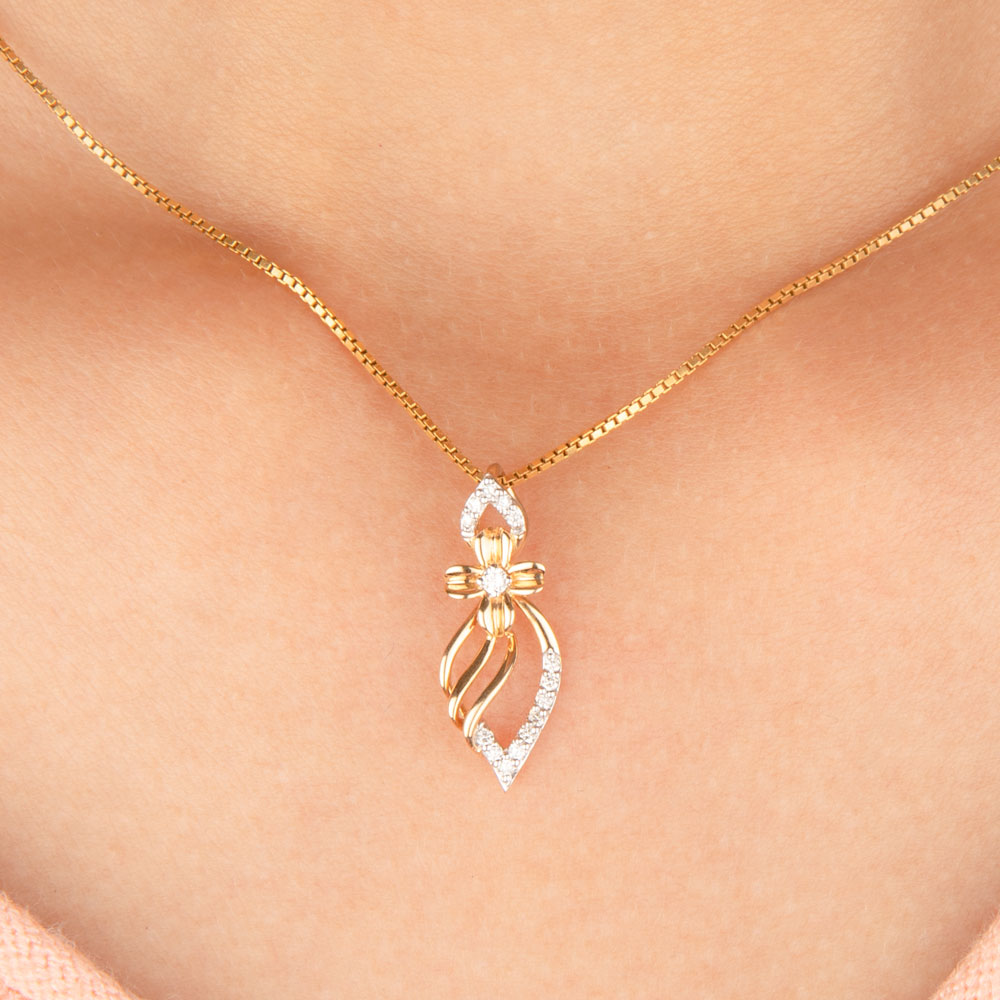 14K Yellow Gold Diamond Pendant - 0.11ct SI-GH