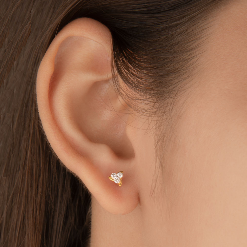 14K Yellow Gold Diamond Earrings - 0.13ct SI-GH