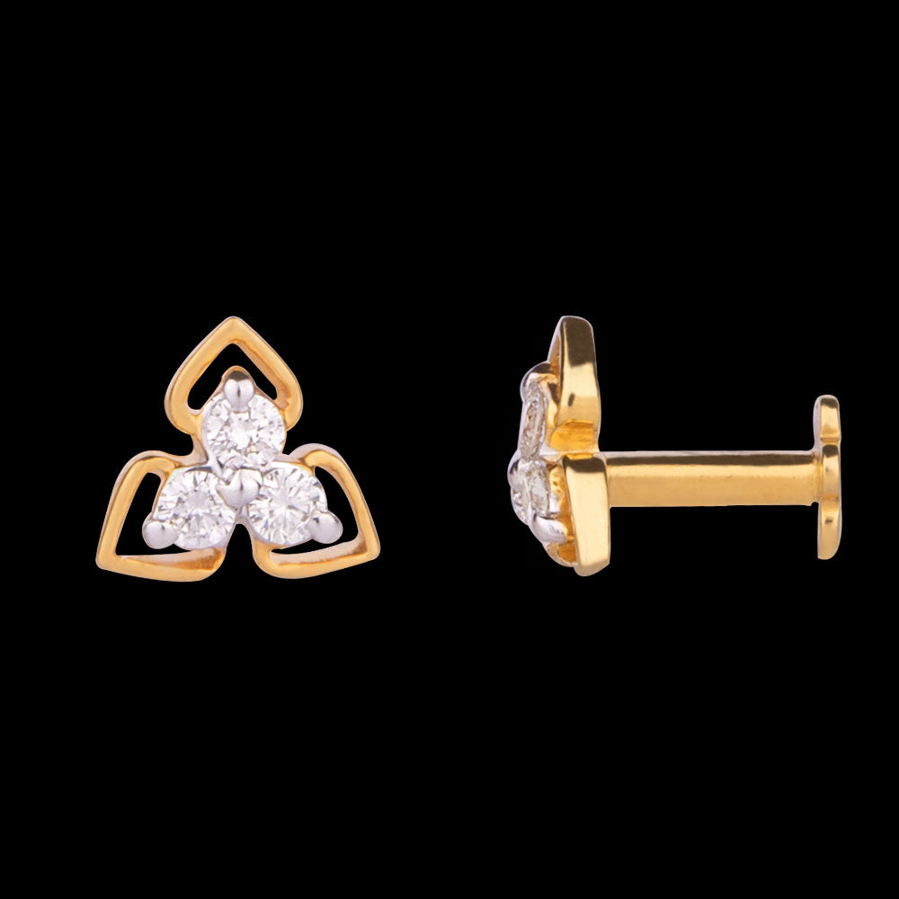 18K Yellow Gold Diamond Nosepin - 0.097ct VVS-VS-GH
