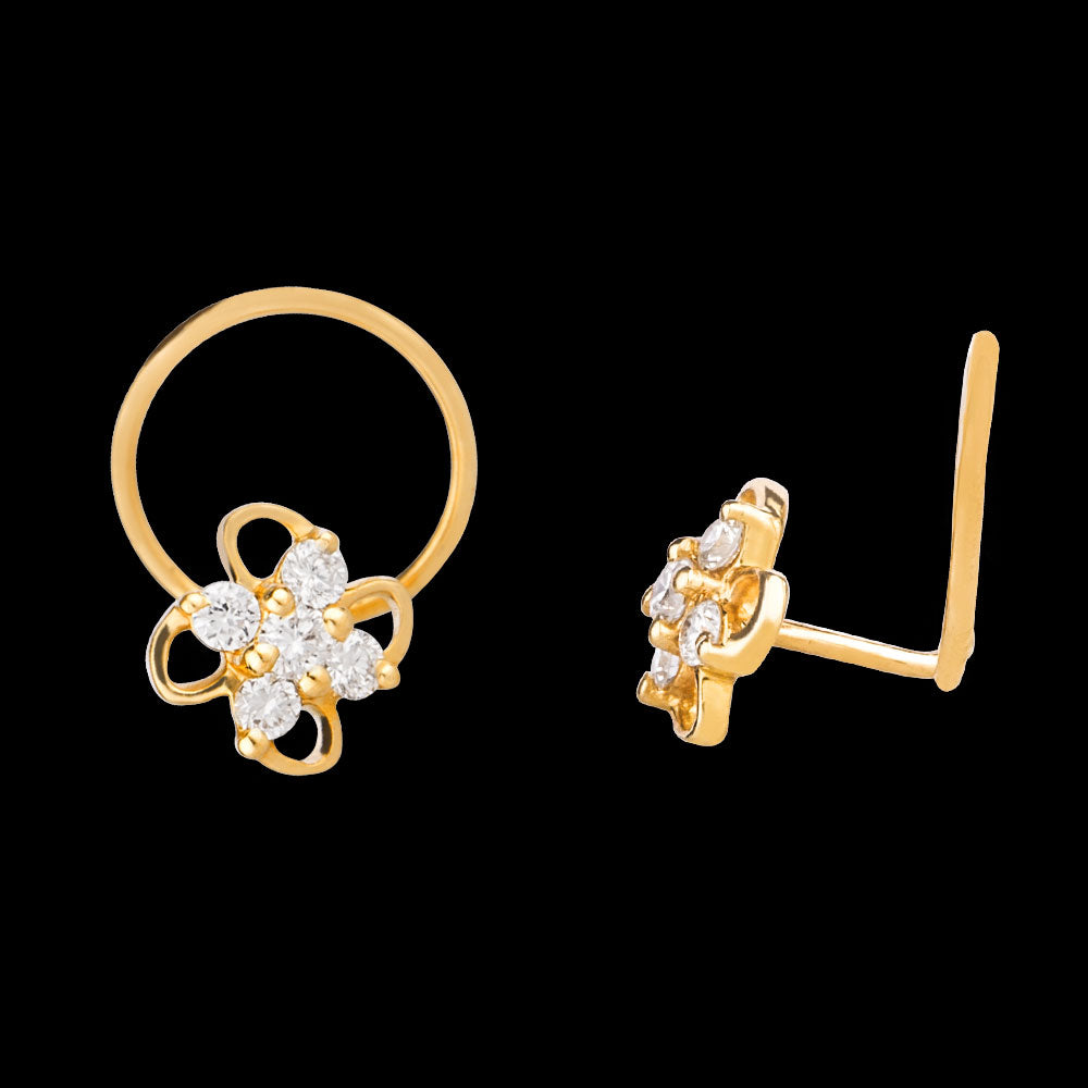 18K Yellow Gold Diamond Nosepin - 0.119ct VVS-VS-IJ